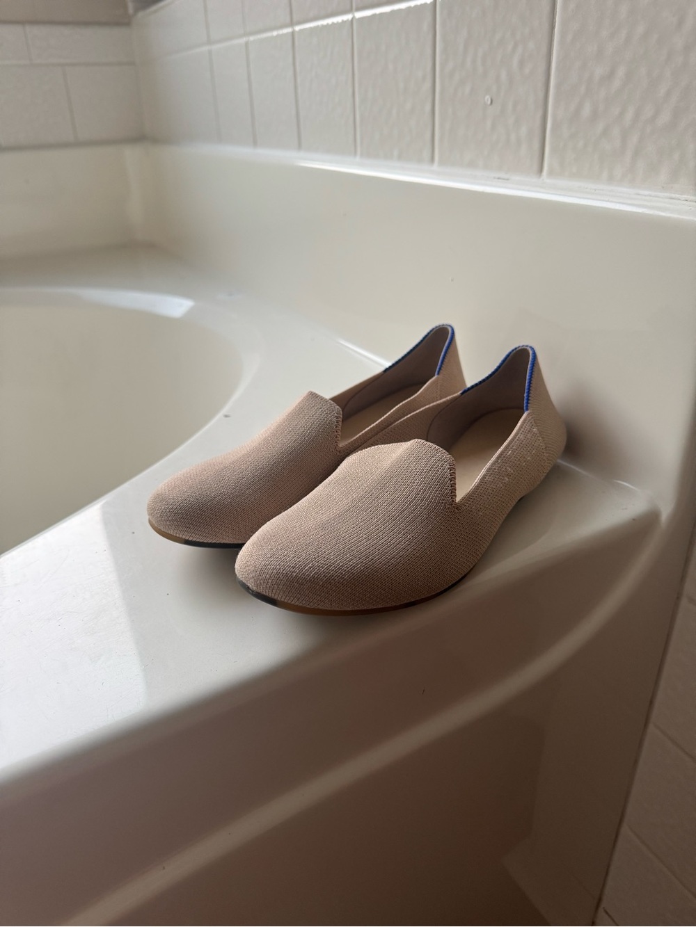 Rothy's Beige Knit Slip-On Flats
